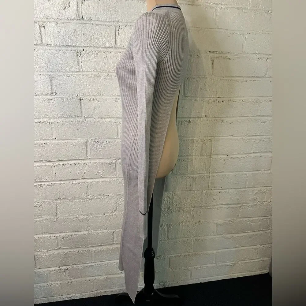 Maison Margiela MM4 Fused Wool Knit Open back Tunic size XS Light Gray Navy Midi